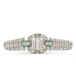 Platinum, diamond and emerald Deco' bracelet weight 27,5 gr.