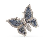 18kt white gold, sapphires and diamond butterfly brooch weight 25,5 gr.