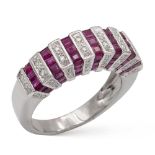 Platinum, diamond and rubies rivière ring weight 7,5 gr.