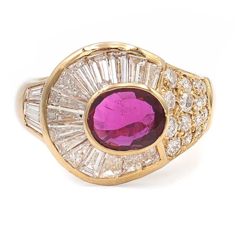 18kt yellow gold with natural ruby circa 1,10 ct weight 8,9 gr. - Image 2 of 2