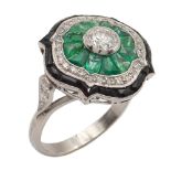 Deco' platinum ring with an old mine brilliant cut diamond 1930/40s weight 8,2 gr.