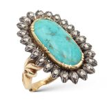 Yellow gold and silver ring with natural turquoise 1930/40s weight 15,5 gr.