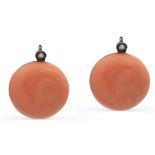 Coral leverback earrings early 20th century weight 14,5 gr.