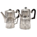 Silver plated metal tea and coffee service (6) 20th century maximum h. 18,5 cm. consisting of a