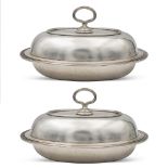 Pair of oval silver vegetable dishes, G. Petochi Roma Italy, 20th century 18x31x24 cm. marks of