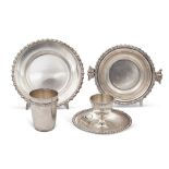 Silver plated metal breakfast service (4) Italy, 20th century 10x32x21 cm. within case