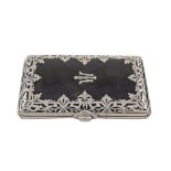 A silver and turtle snuffbox France, Liberty period gross weight 80 gr. carved surface with