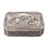 Octagonal silver box Germany, 19th century weight 234 gr. body embossed and decorated with flora