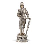 Silver soldier Germany, 19th century h. 22,5 cm. finely chiseled body with bone face, resting on