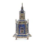 Lapis lazuli, silver and polychrome enamels sculpture Vienna, 19th century h. 37,5 cm. marks of