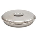 Silver risotto dish Italia, 20th century 6x31,5 cm. plain body with knurled profile, weight 1584