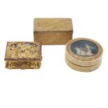 Group of gilt copper, bone and bronze boxes (3) different manufactures different dimensions a)