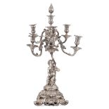 Seven-lights silver candelabrum France, 19th-20th century h. 63 cm. marks of E. Hugo, Paris, body