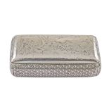 A silver snuffbox France, 19th century weight 95 gr. carved surface with a hunting scene and