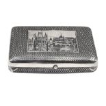 Rectangular silver and niello box Turckey, 19th-20th century 3,5x11x7 cm. lid centered by an
