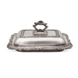 Silver plated metal vegetable dish Italy, 20th century 13x30x22 cm. plain body, chiseled profiles