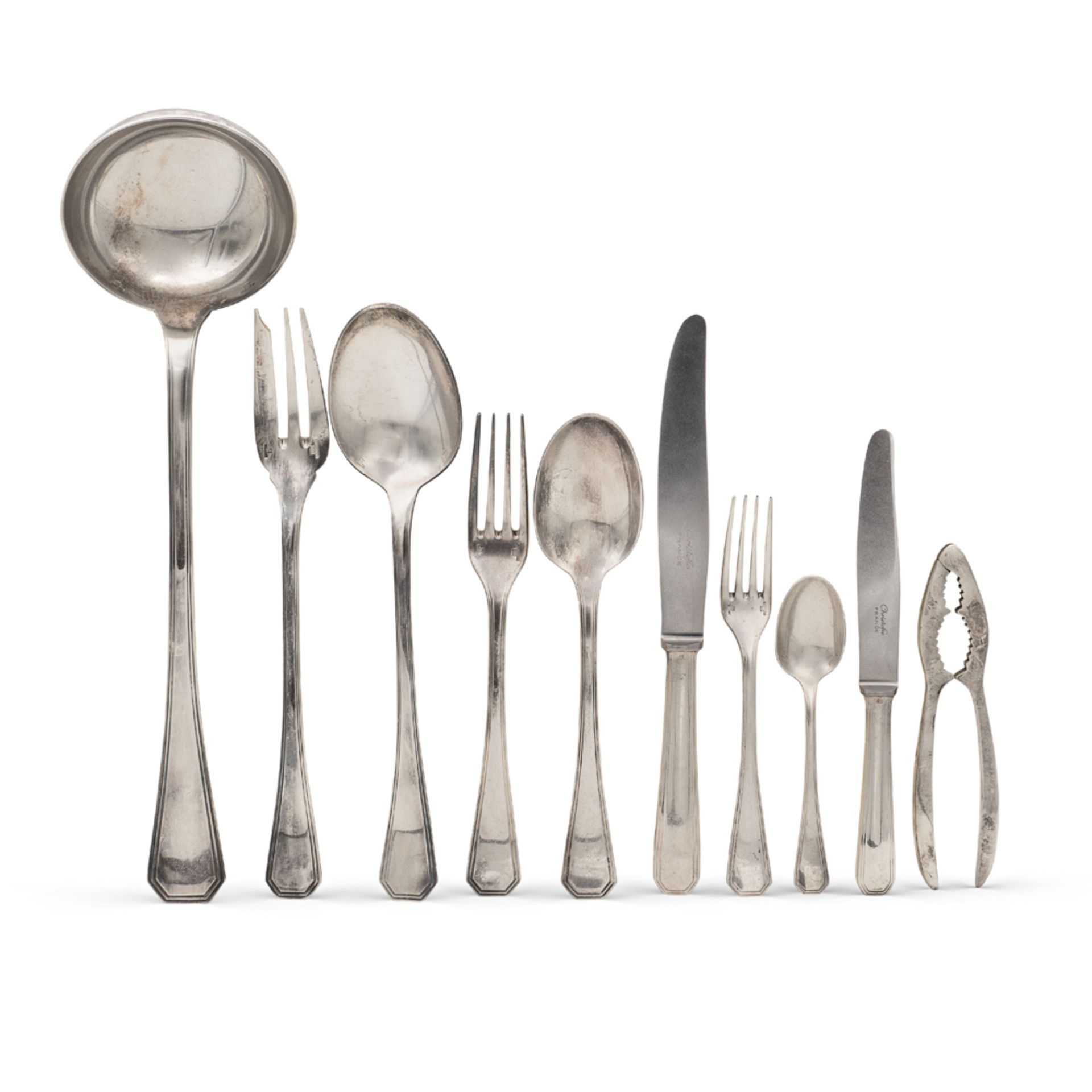 Christofle, silver metal flatware service (82) France, 20th century Art Déco America model