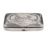 Silver and niello snuff box Moscow, 1875 weight 115 gr. body chiseled with vegetal and geometric