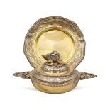 Silver and vermeil Ecuelle with presentoire France, 19th-20th century 15x32x27 cm. marks of E.