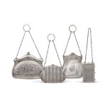 Group of small silver objects (4) different manufactures total weight 363 gr. a) Silver handbag,