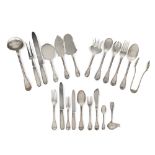 Silver flatware service (133) bollo Fascio, anni 30/40 weight 6644 gr. marks of A. Cesa,