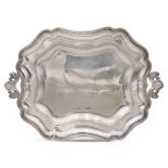 Silver tray Italy, 20th century 39,5x27,5 cm. marks of Sandonà Aurelio, Vicenza, shaped profile with