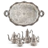 Silver tea and coffee service France, late 19th - early 20th century maximum h. 27 cm. Comprising