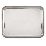 Rectangular silver tray Italy, 20th century 42x32 cm. plain body with profile decorated with