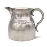 Silver jug Italy, 20th century 17x22 cm. marks of A. Cesa, Alessandria, plain body with volute