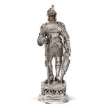 Silver soldier Germany, 19th century h. 20,5 cm. finely chiselled body with bone face, resting on an
