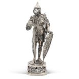 Silver soldier Germany, 19th century h. 22,5 cm. finely chiselled body with ivory face, resting on
