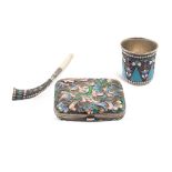 Group of silver and polychrome enamel objects Russia, 19th-20th century different dimensions a)