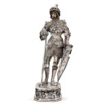 Silver soldier Germany, 19th century h. 22 cm. finely chiseled body with bone face, resting on an