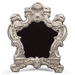 Silver frame Italy, 20th century 40x34 cm. chiseled body with vegetal and scroll motifs, net