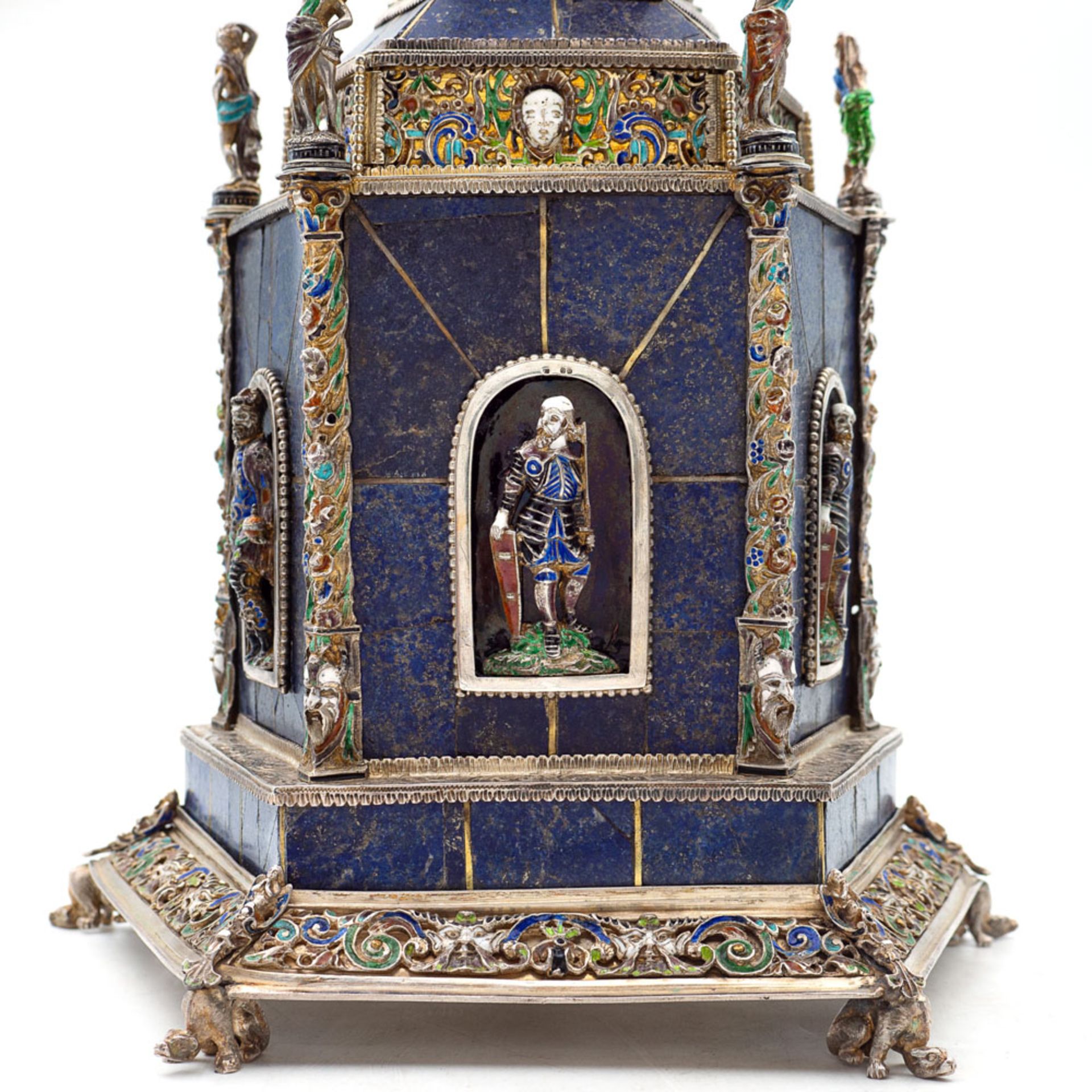 Lapis lazuli, silver and polychrome enamels sculpture Vienna, 19th century h. 37,5 cm. marks of - Image 3 of 3
