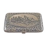 A niello silver snuffbox Russia, 19th century weight 130 gr. carved surface featuring a Troika