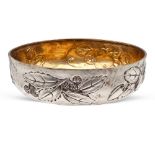 Silver and vermeil centerpiece Italy, 20th century 5,5x19 cm. marks of Brandimarte Florence,