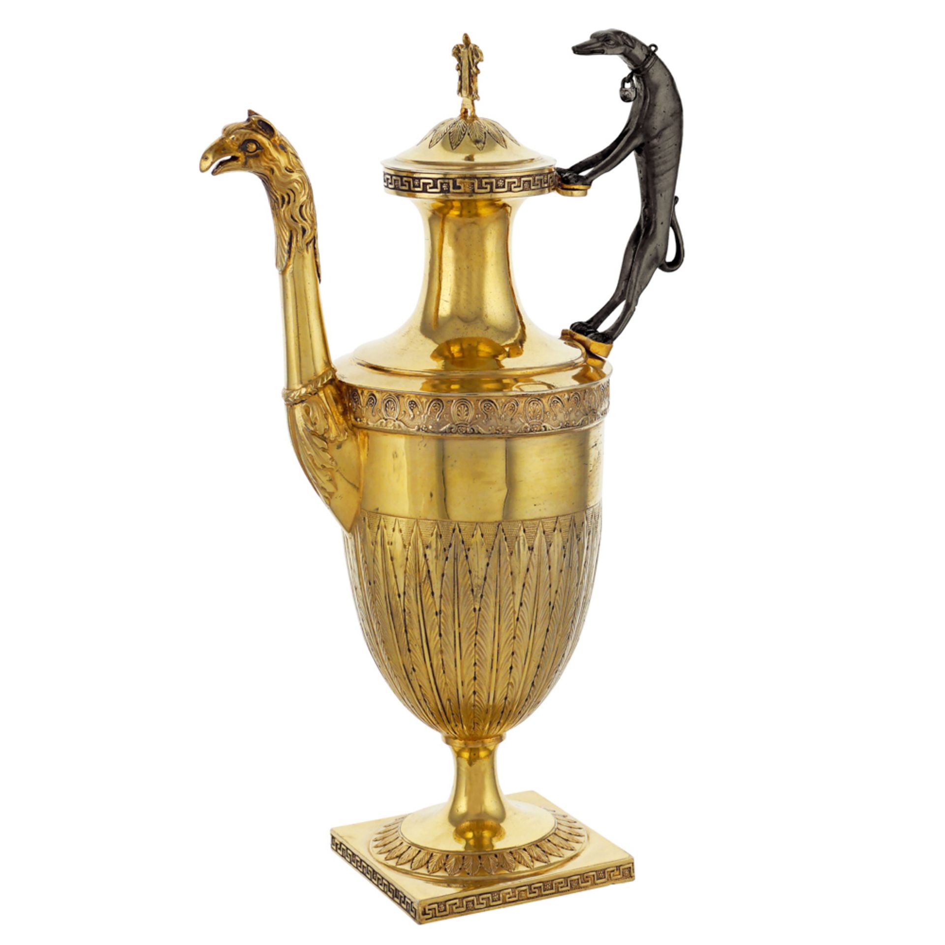 Vermeil silver coffee pot Rome, 1828-1859 weight 534 gr. marks of Vincenzo Belli, plain pyriform-