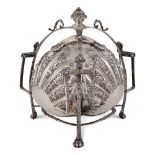 Rare Antique Silver Plated Triple Muffin Bun Biscuit Warmer Germany, 19th century 24x25 cm.
