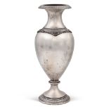 Silver vase Italy, 20th century h. 30 cm baluster shape with palmette motif decoration, slight