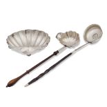 Group of silver objects (3) England, non coeval periods tot. weight 185 gr. a) silver shell,
