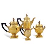 Vermeil tea and coffee service (4) France, early 20th century weight 2.780 gr. plain bodies with