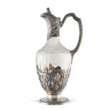 Silver and crystal jug France, 19th century tot. weight 1260 gr. marks Risler & Carrè, Parigi, cut