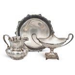 Group of silver objects (3) Italy, 20th century gros weight 1436 gr. composed of a carafe h. 15 cm.,