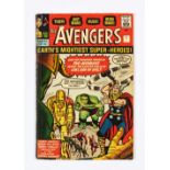 Avengers 1 (1963). Extensive colour touch to re-stapled spine, interior spine clear tape and small