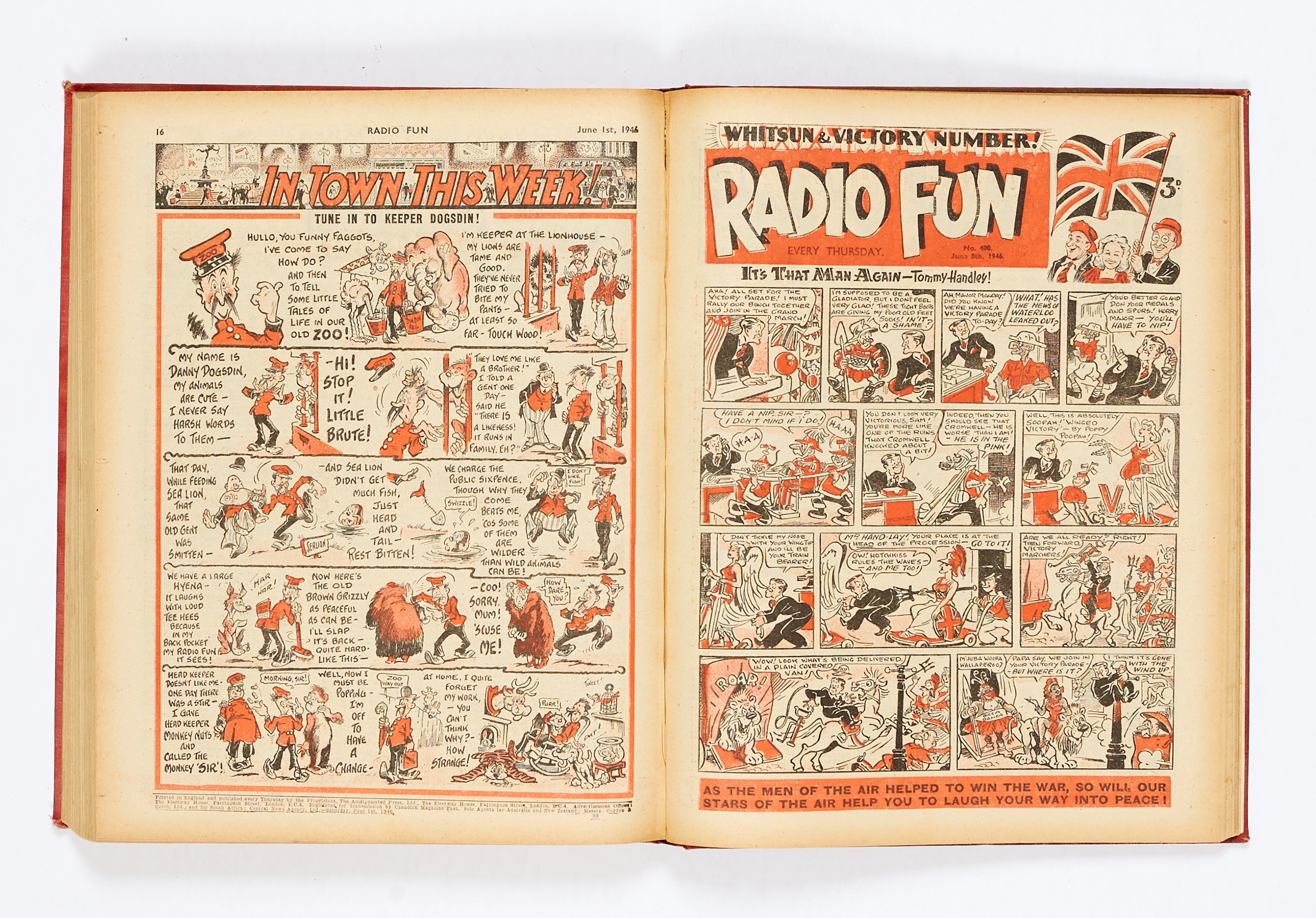 Radio Fun (Jan-Jun 1946) 378-403. In half-year bound volume including No 400 Whitsun and Victory