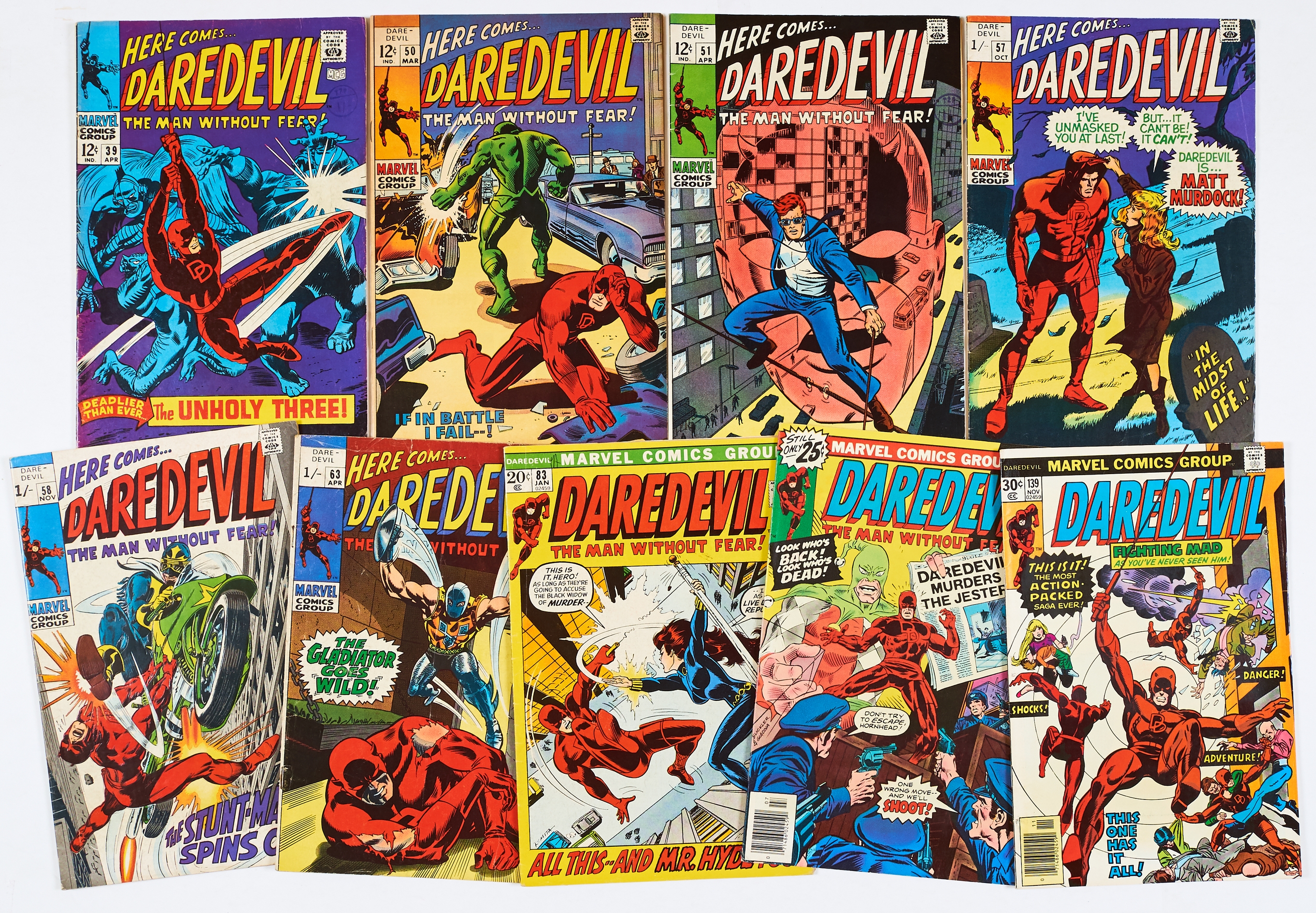 Daredevil (1968-76) 39, 50, 51, 57, 58, 63, 83, 135, 137. 50, 51, 83, 135, 137 cents copies [vg/fn/