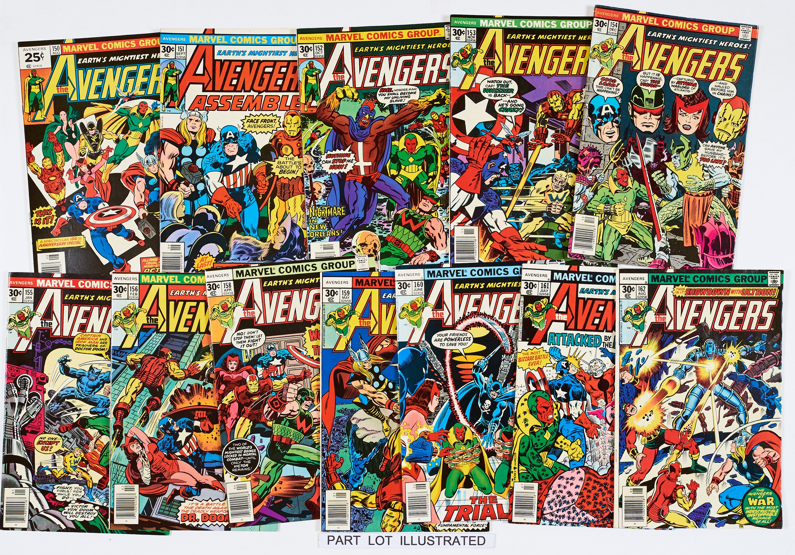 Avengers (1976-77) 150-156, 158-166. All cents copies [fn+/vfn+] (16). No Reserve