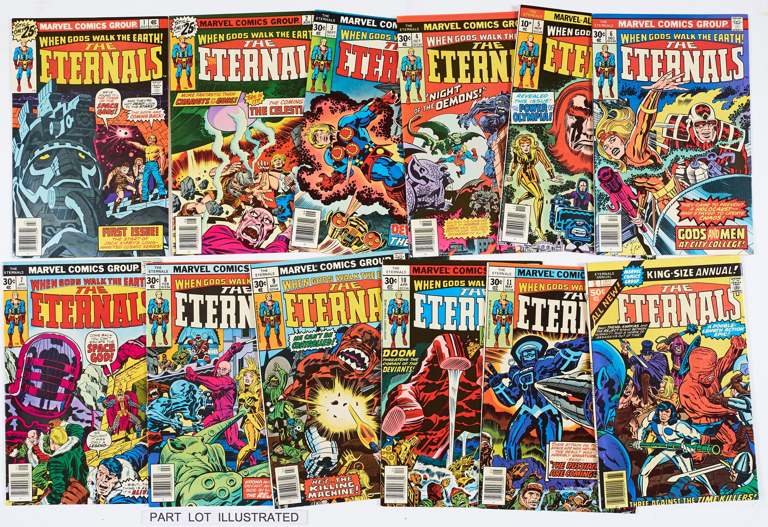 Eternals (1976-78) 1-19. With Eternals King-Size 1. (All cents copies bar #5) [vfn/vfn+] (20). No