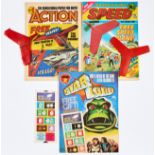 Action 1 (1976) wfg Red Arrow [vg+], Speed 1 (1980) with incorrect but similar free gift [fn],